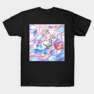 Cute Watercolor Seahorse and Red Fish T-Shirt